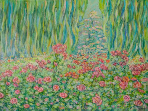 Roses in Regent's Park, Acrylic on canvas, H 46 cm x W 60 cm x D 2 cm