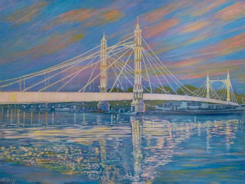 Albert Bridge, Acrylic on canvas, H 46 cm x W 60 cm x D 3.5 cm